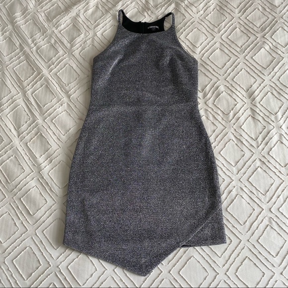 Express Silver Asymmetrical Dress - Size 6 - Picture 1 of 3